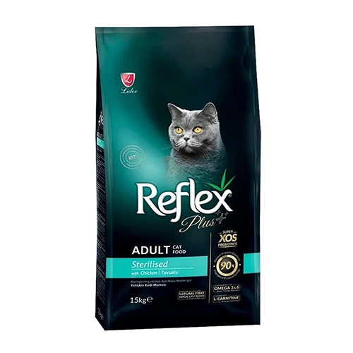 غذای خشک گربه بالغ عقیم شده رفلکس پلاس طعم مرغ ۱.۵ کیلویی
