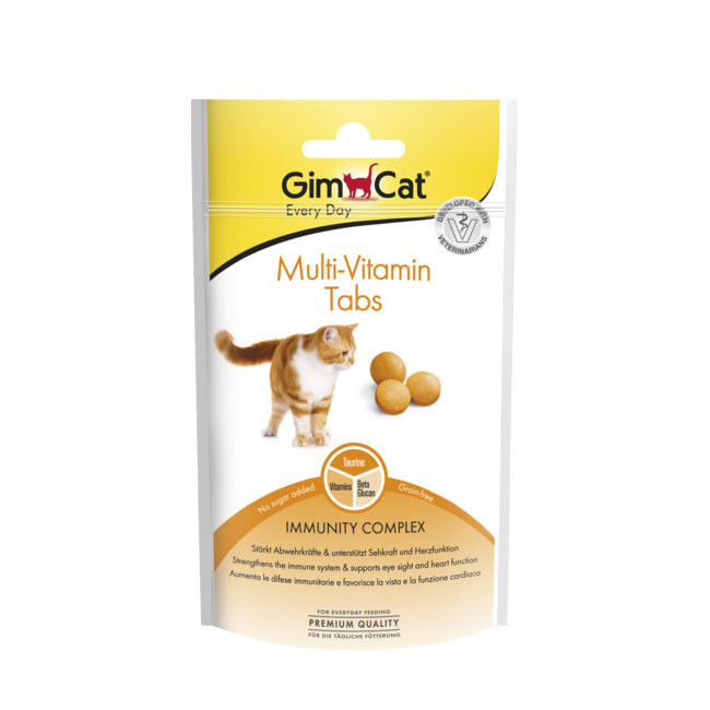 قرص مولتی ویتامین گربه جیم کت مدل Multi-Vitamin Tabs طعم شیر وزن 40 گرم