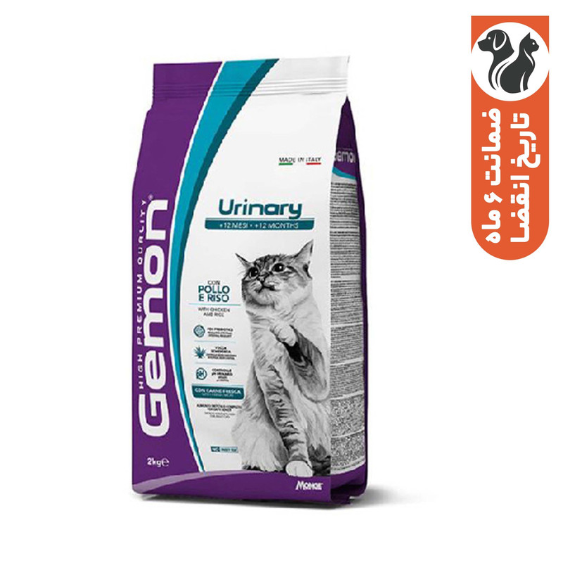 غذا خشک گربه بالغ مونژ مدل Gemon Urinary با طعم مرغ و برنج وزن 2 کیلوگرم