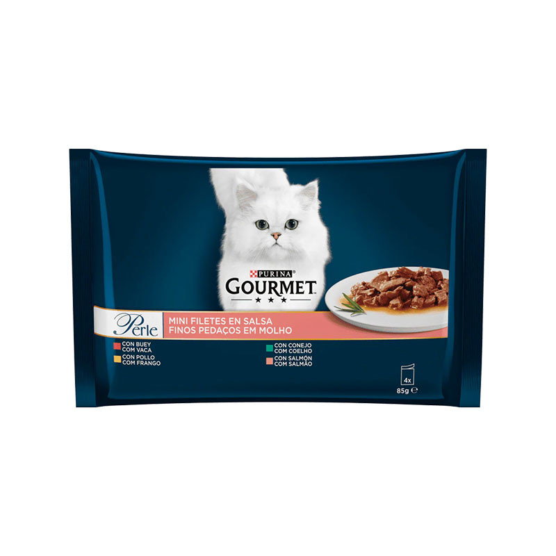 پوچ گربه گورمت مدل Perle Fine Cuts in Gravy Multipack وزن 85 گرم بسته 4 عددی