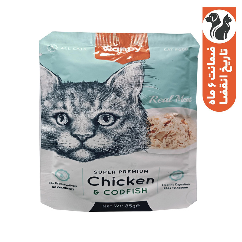 پوچ گربه ونپی مدل مرغ و ماهی کاد وزن 85 گرم