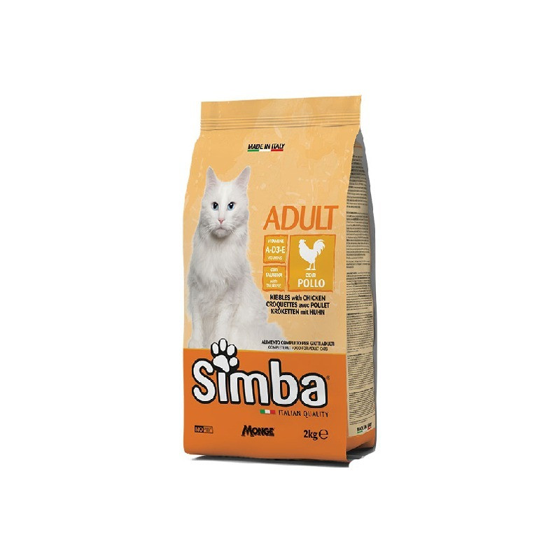 غذای خشک گربه بالغ مونژ مدل Simba Adult Cat kibbles طعم مرغ وزن 2 کیلوگرم