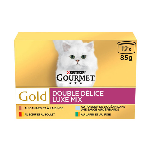 کنسرو غذای گربه بالغ گورمت مدل Gourmet Gold Double Delight Luxe Mix طعم میکس وزن 85 گرم بسته 12 عددی