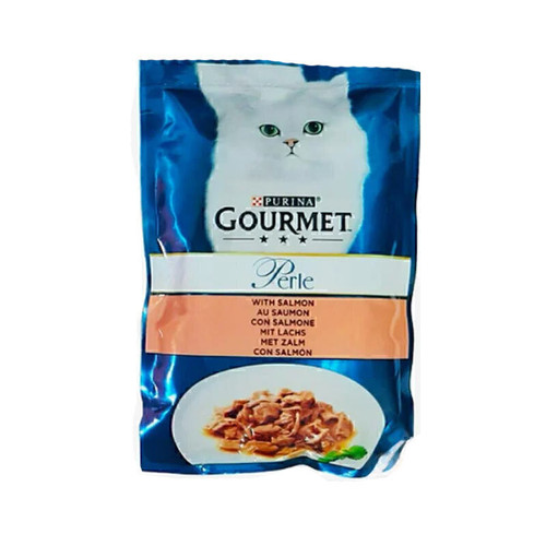پوچ گربه بالغ گورمت مدل Gourmet Perle طعم ماهی سالمون وزن 85 گرم