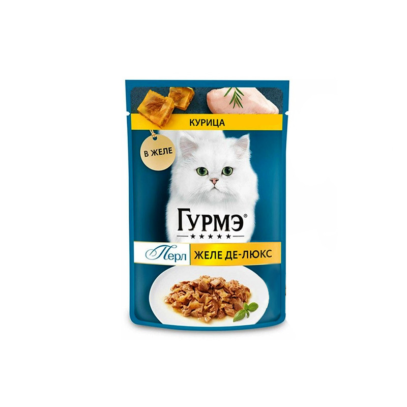 پوچ گربه بالغ گورمت مدل Perle طعم مرغ وزن 75 گرم