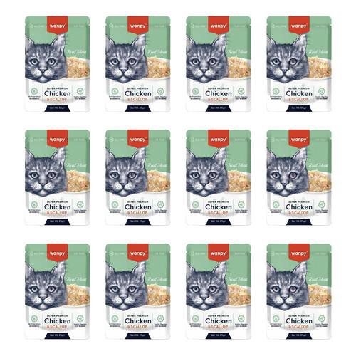 پوچ گربه بالغ ونپی مدل Europe Series طعم مرغ و گوش ماهی بسته 12 عددی