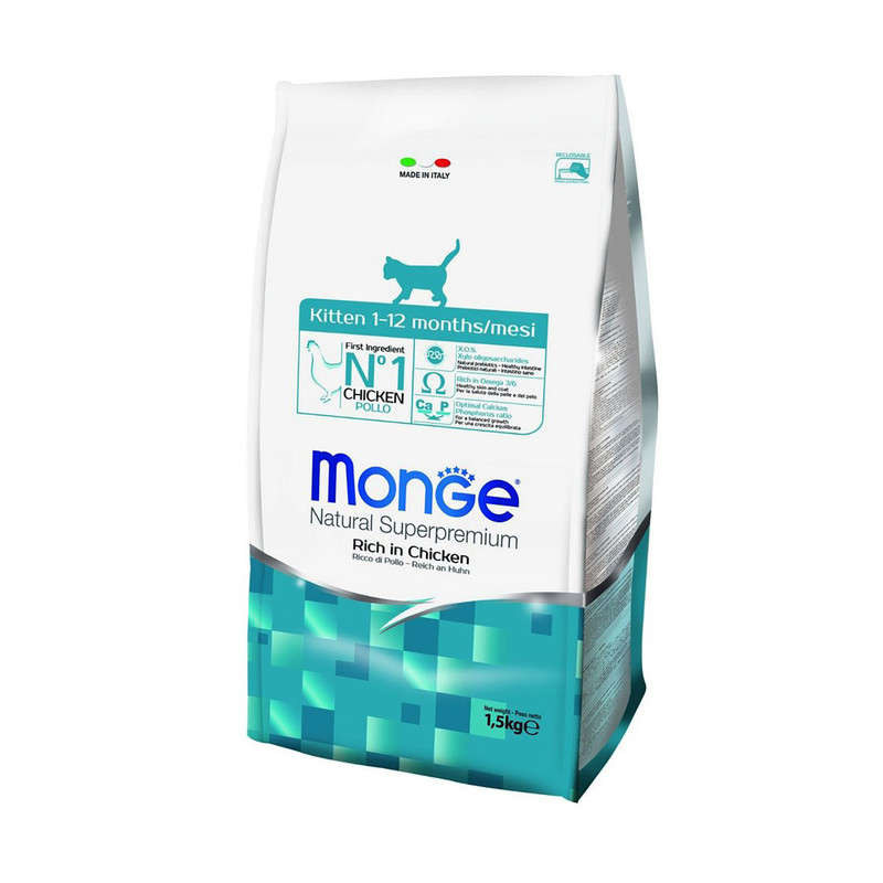غذای خشک بچه گربه مونژ مدل Monge Kitten طعم مرغ وزن 1.5 کیلوگرم