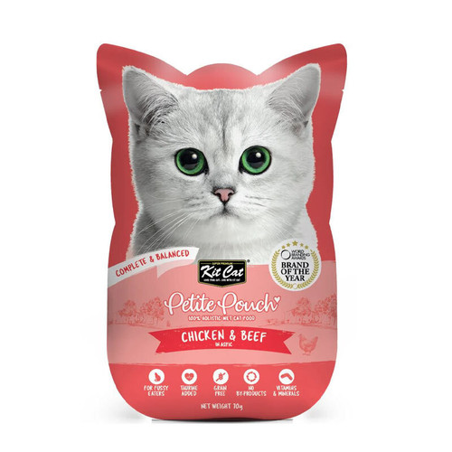 پوچ گربه کیت کت مدل Petite طعم مرغ و گوشت گاو وزن 70 گرم