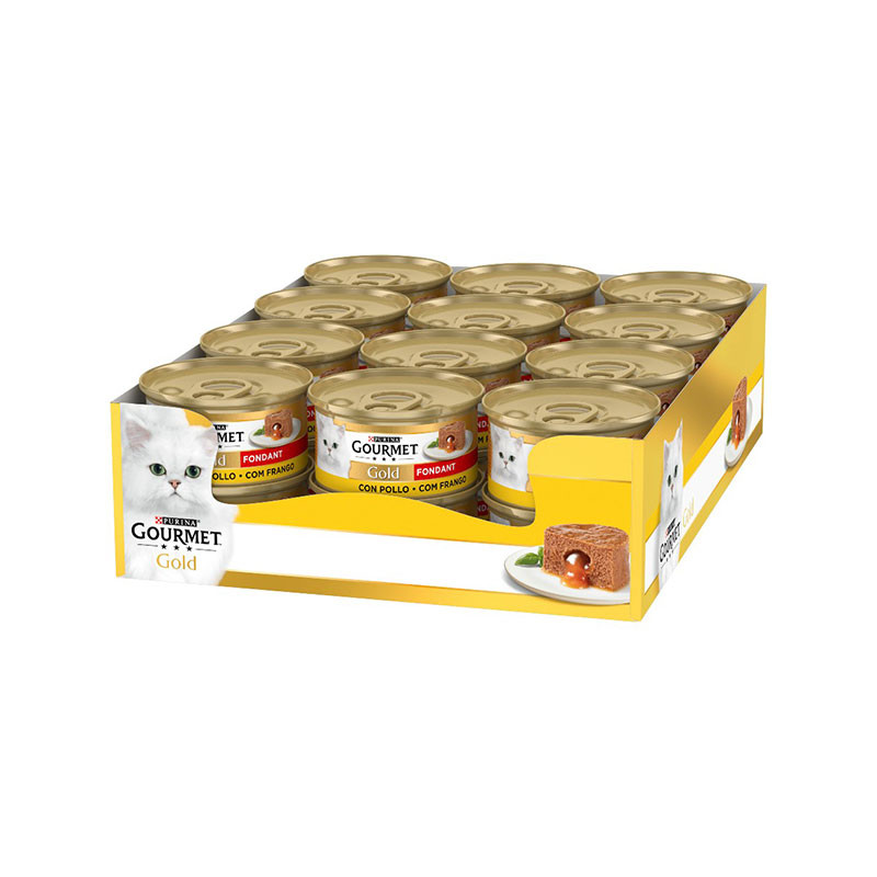 کنسرو غذای گربه بالغ گورمت مدل Gold Fondant طعم مرغ وزن 85 گرم بسته 24 عددی
