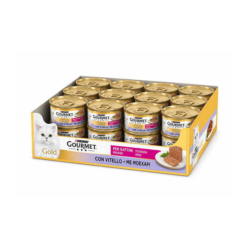 کنسرو غذای بچه گربه گورمت مدل Gold Mousse Kitten طعم گوشت گوساله وزن 85 گرم بسته 24 عددی