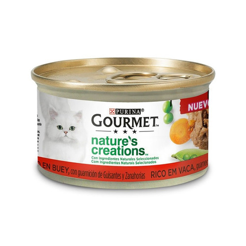 کنسرو غذای گربه بالغ گورمت مدل سفارش اروپا Nature’s Creations طعم مرغ و گوشت گاو وزن 85 گرم
