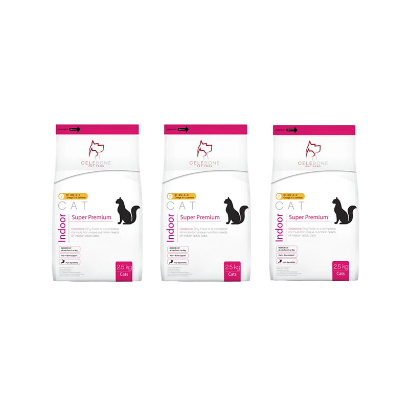 غذای خشک گربه بالغ سلبن مدل Dry Food Indoor طعم مرغ وزن 2.5 کیلوگرم بسته 3 عددی