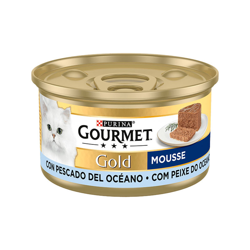 کنسرو غذای گربه بالغ گورمت مدل سفارش اروپا Gold Mousse طعم ماهی اقیانوسی وزن 85 گرم