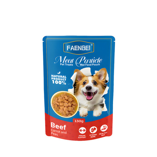 پوچ سگ فنبی مدل Meat Particle طعم گوشت گاو، هویج و نخود وزن ۱۳۰ گرم