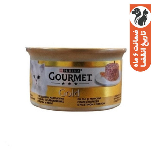 کنسرو غذای گربه گورمت مدل سفارش اروپا با طعم مرغ و هویج وزن 85 گرم
