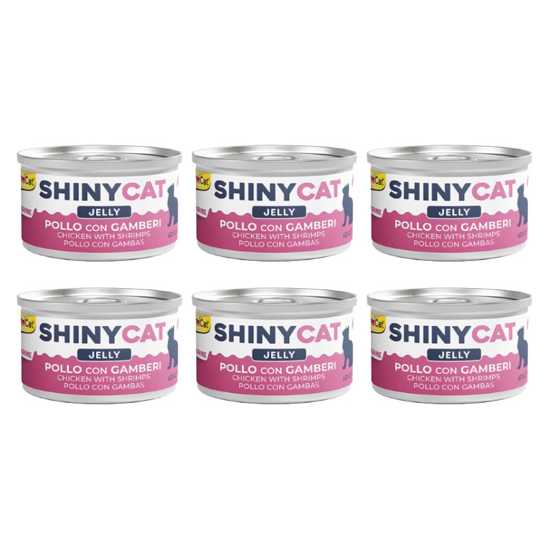 کنسرو غذای گربه بالغ جیم کت مدل Cat Food Chicken & Shrimp in Jelly طعم مرغ وزن 70 گرم بسته 6 عددی